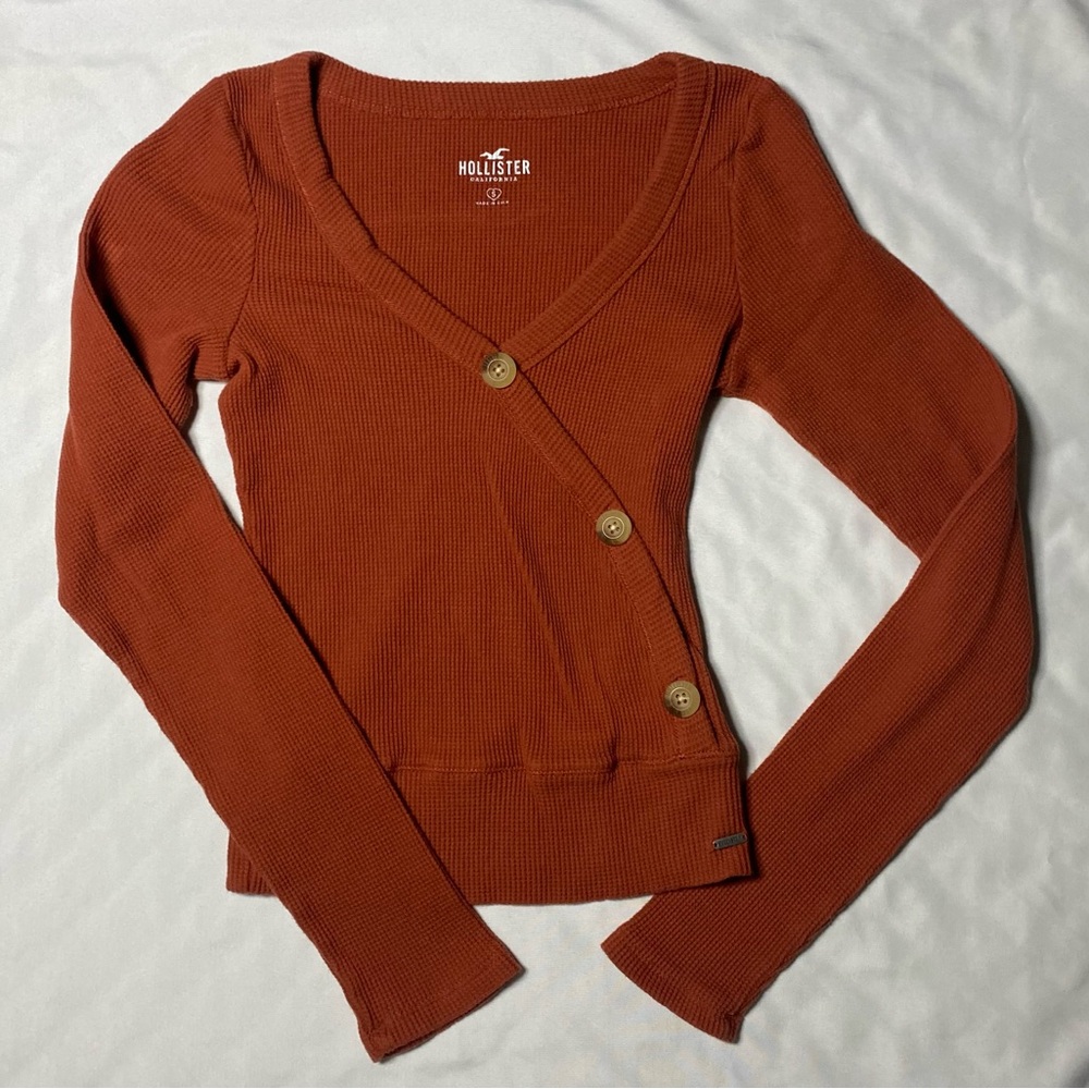 Rust color size S wrap style long sleeve top